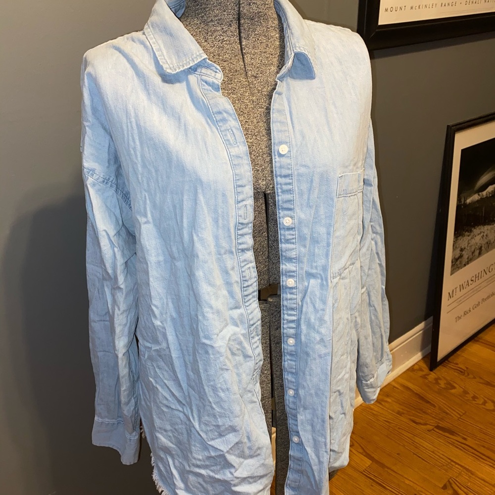 Aerie Chambray Oversized Button Up Shirt